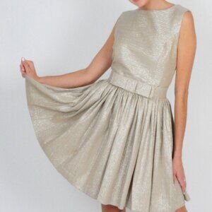 Contrarian New York Metallic Gold Bow Open back Sleeveless Byrdie Mini Dress 8